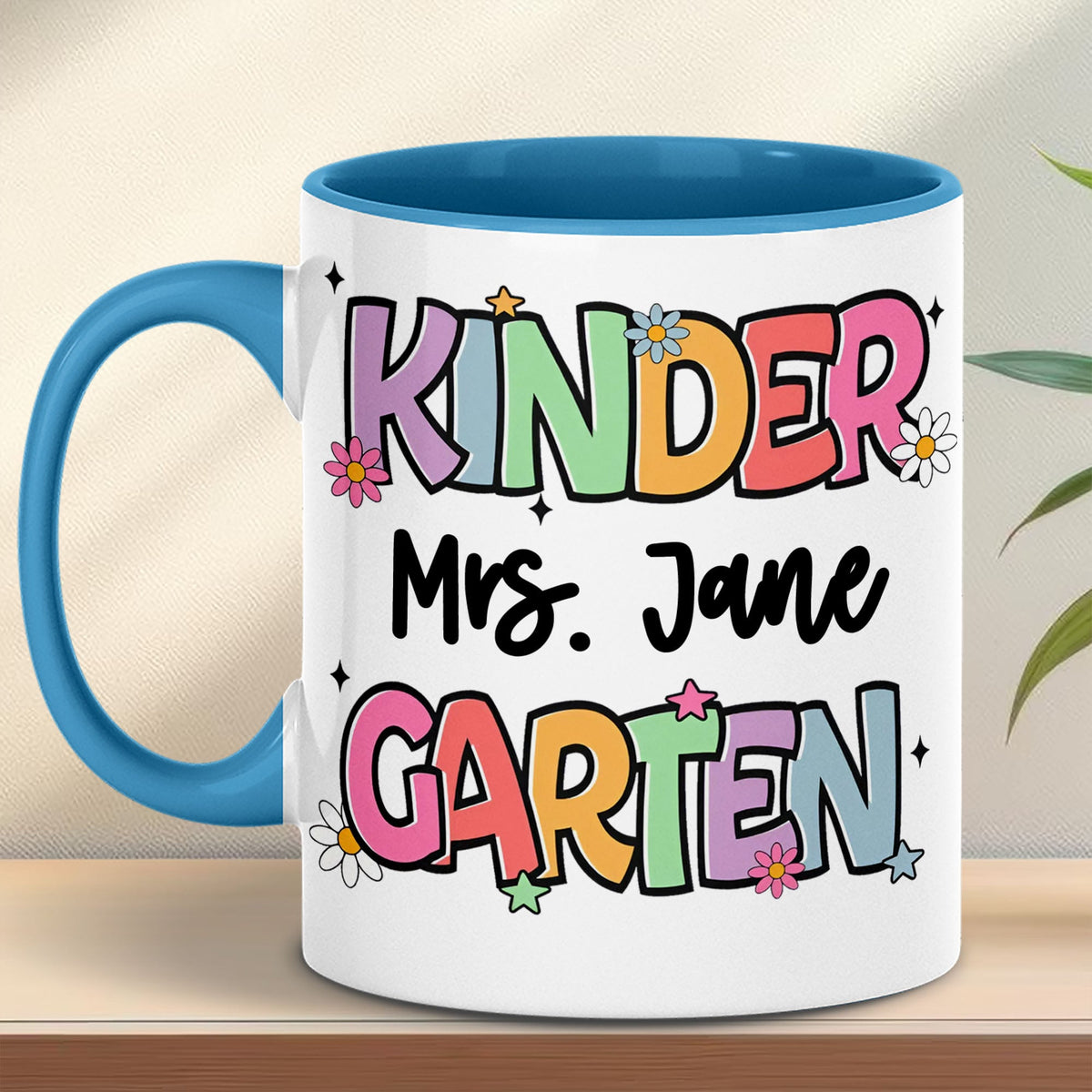 Personalized Kindergarten Teacher Mug | Back to School White Mug Accent Mug | Custom Mug for Teachers 682576