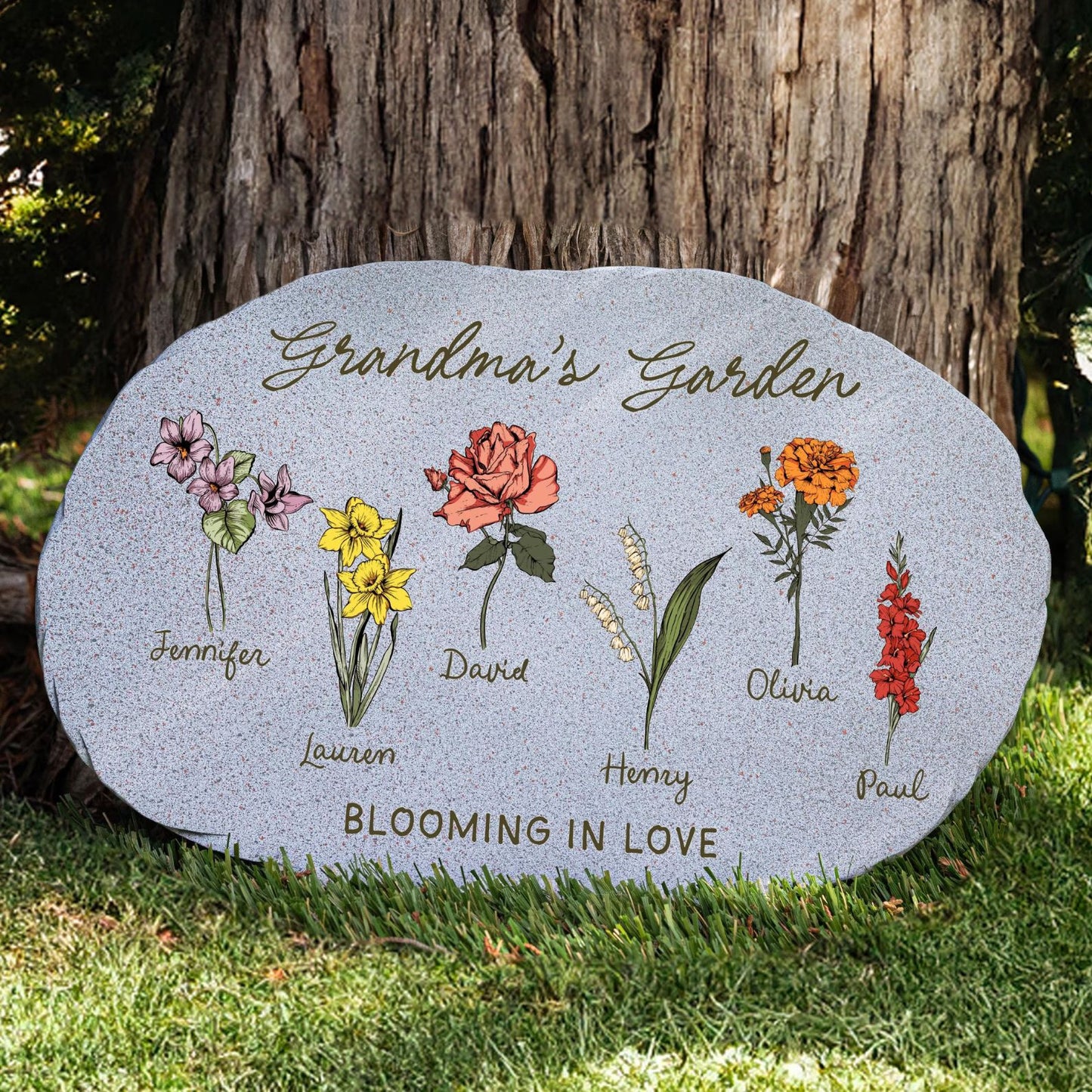 Grandma Garden Stone, Personalized Garden Stone, Custom Birth Flower, Mother's Day Gifts 684784