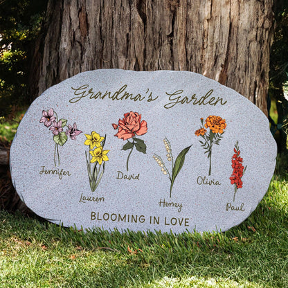 Grandma Garden Stone, Personalized Garden Stone, Custom Birth Flower, Mother's Day Gifts 684784