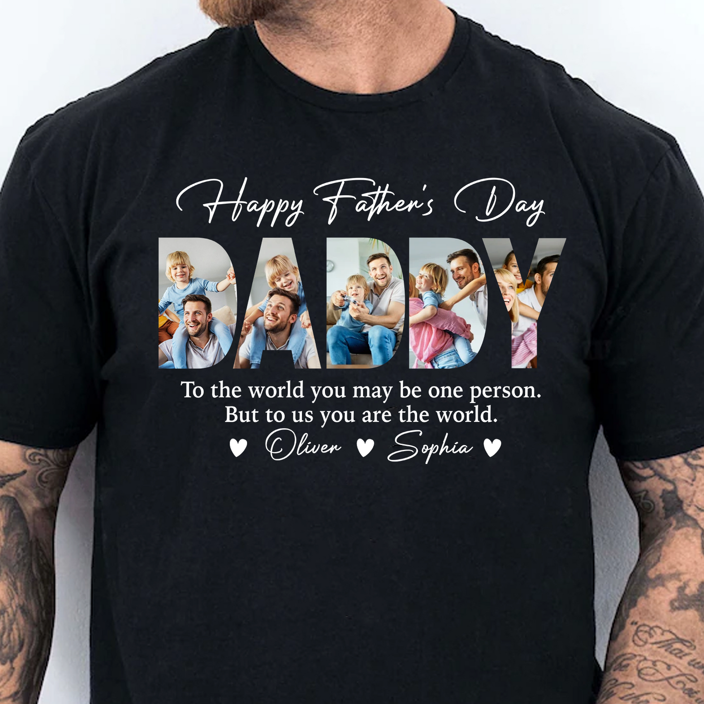 Custom Photo Happy Father's Day Dark Shirt, Personalized Family Tee, Gift For Dad 685084