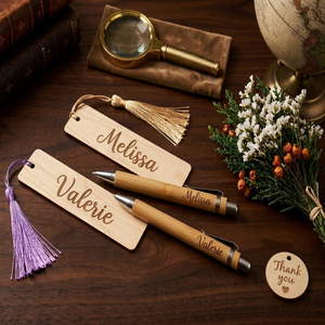 Personalized Wooden Pen And Bookmark Set, Custom Name Writing Set Gift For Teacher 684901