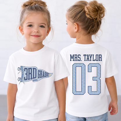 Custom Name Teacher Team Front & Back Kid Shirt, Personalized Grade Level Team Tee, Back To School Gift 685484 WFD