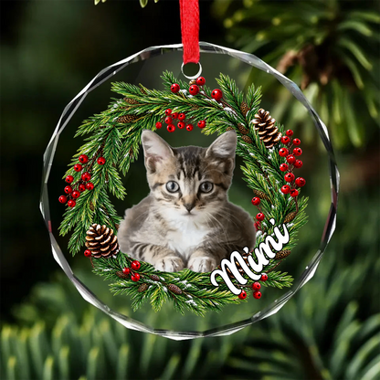 Custom Pet Photo Glass Ornament, Christmas Keepsake Gift For Pet's Lover 686003