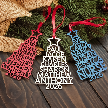 Custom Family Names Wooden Ornament, Personalized Christmas Keepsake Gift 686617