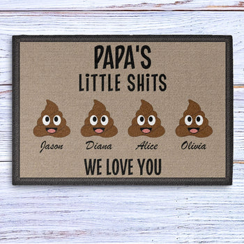 Papa's Little Shits Personalized Doormats