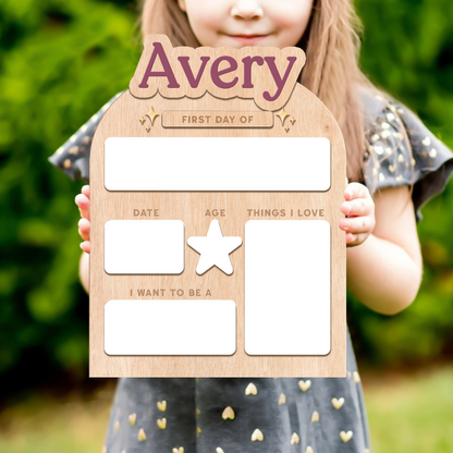 Personalized First Day Of School Wooden School Board, Custom Name School Sign 685527