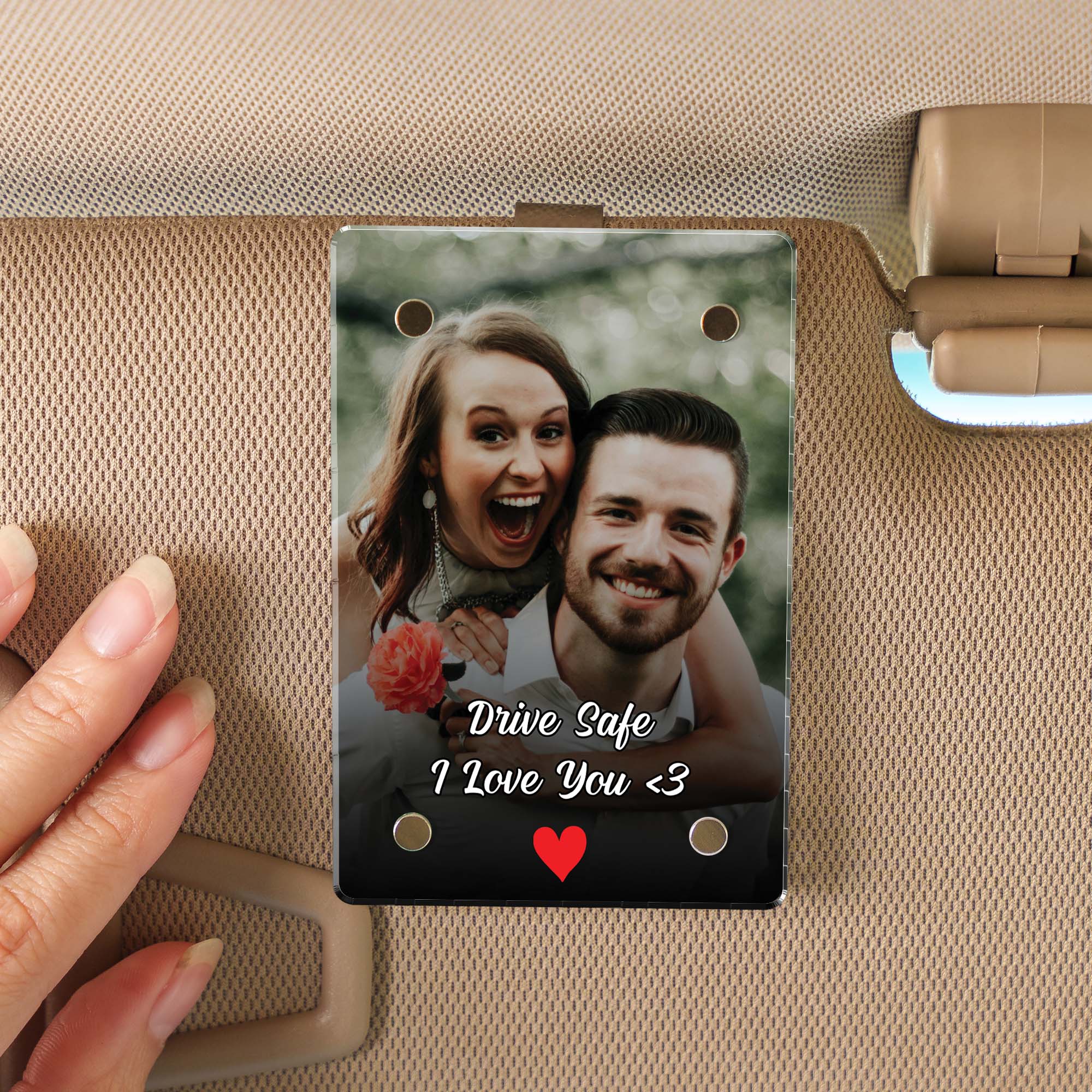 Custom Photo Drive Safe I Love You Couples | Personalized Custom Car Visor Clip 683289