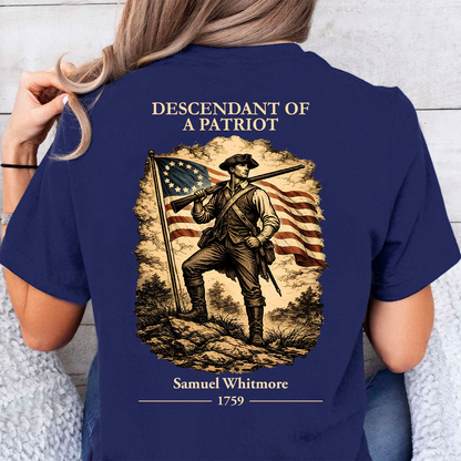 Personalized Descendant Of A Patriot Backside Dark Shirt | 250 Years Revolutionary War Ancestor Tee, Patriotic Tee 684476