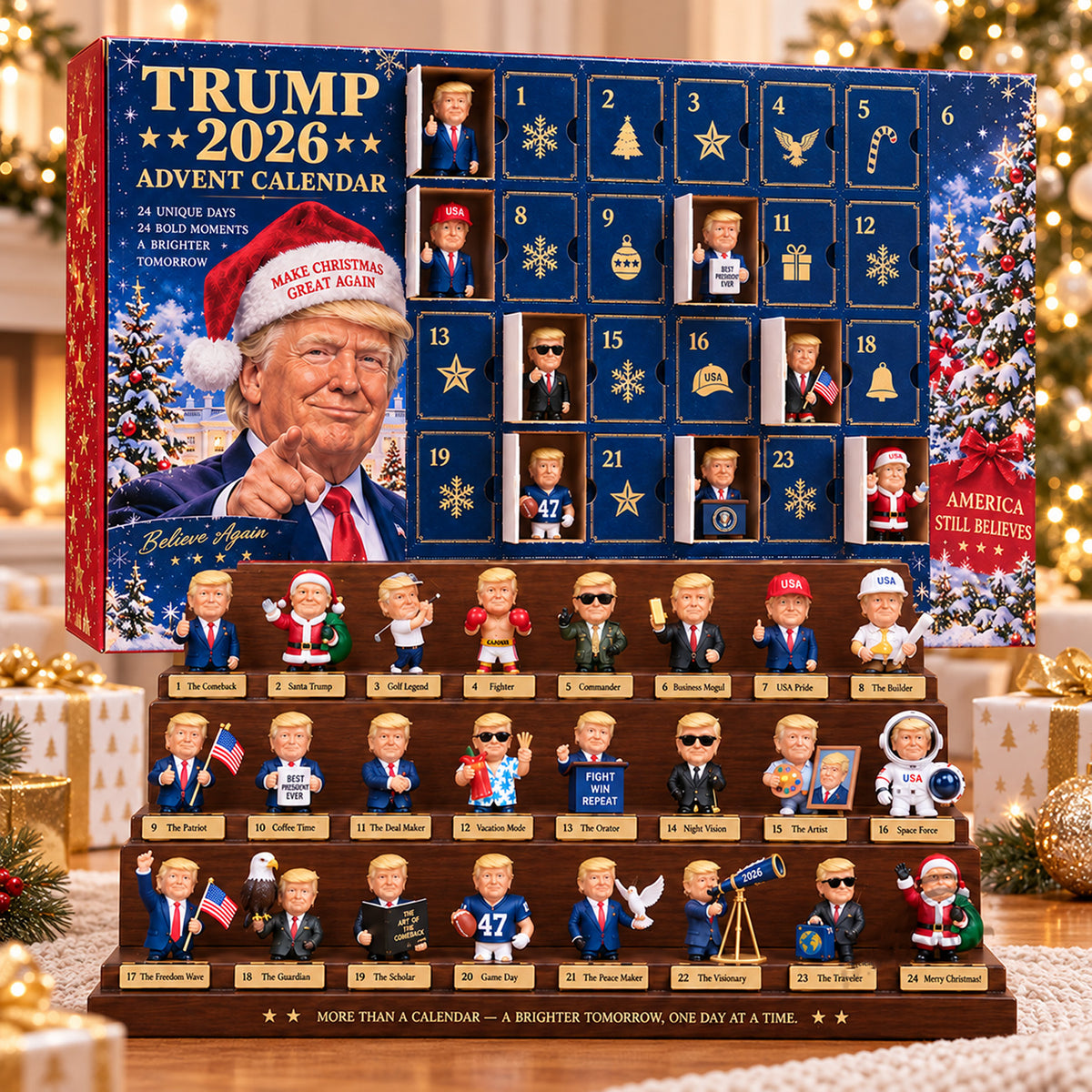 Donald Trump 2026 Christmas Advent Calendar, 24 Day Holiday Countdown, Trump Christmas Gift 686423 WFD
