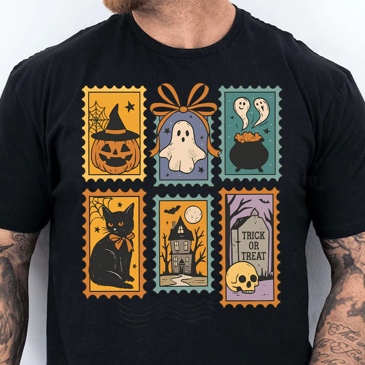 Halloween Cute Ghost Pumpkin Cat Shirt, Retro Ghost And Cat Tee, Halloween Spooky Gift 685835