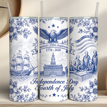 Personalized 250 Years Anniversary Tumbler | Patriotic Semiquincentennial 1776-2026 Skinny Tumbler 685035