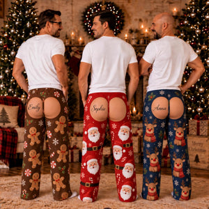 Personalized Funny Christmas Pajamas Pants, Custom Name Cheeky Christmas Gift 686597 WFD
