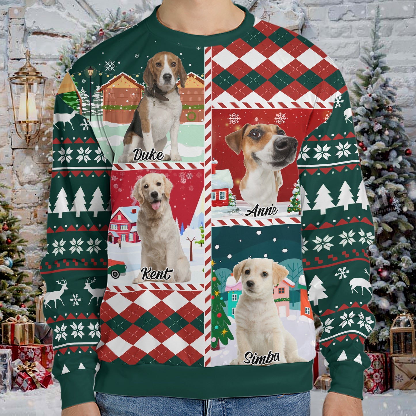 Custom Photo Patchwork Ugly Sweater, Personalized Christmas All-Over-Printed Sweatshirt, Gifts For Dog Lovers, Cat Lovers 683495