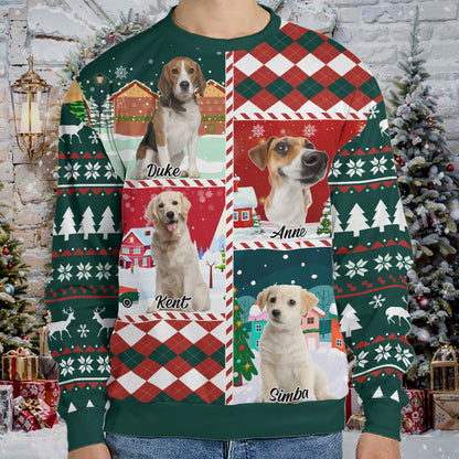 Custom Photo Patchwork Ugly Sweater, Personalized Christmas All-Over-Printed Sweatshirt, Gifts For Dog Lovers, Cat Lovers 683495