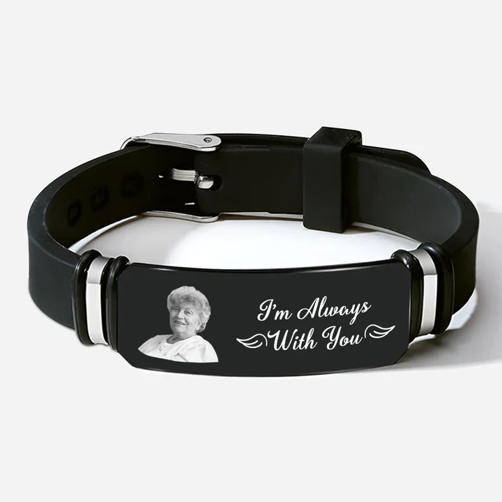 Custom Photo I'm Always With You Stainless Steel Bracelet | Personalized Memorial Bracelets 684807