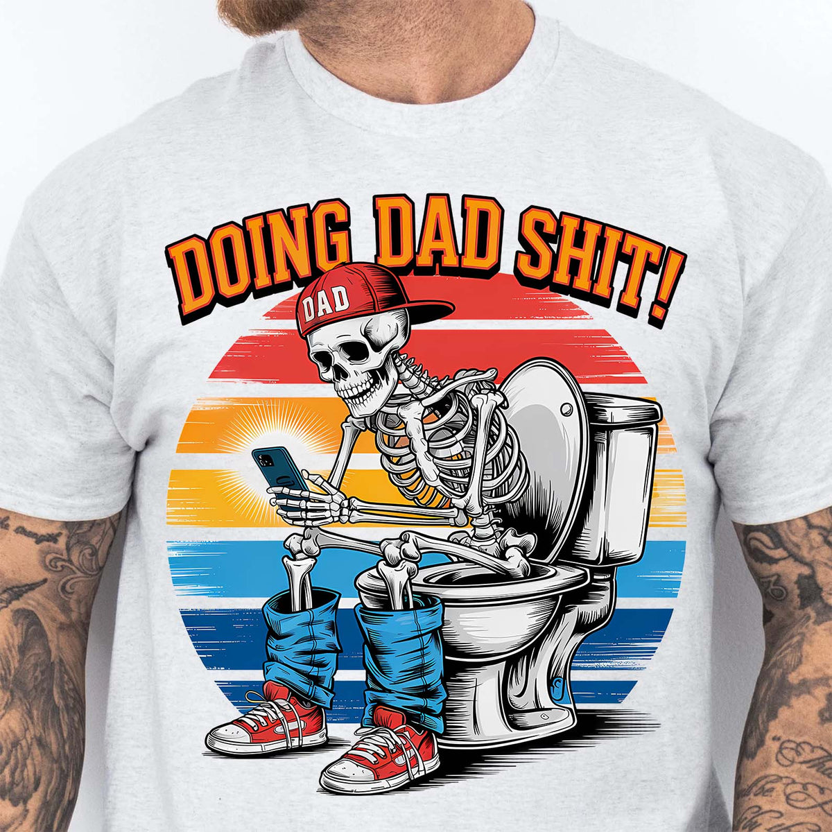 Doing Dad Shit Shirt | Funny Skeleton Dad T-Shirt | Trendy Father’s Day Gift for Men, Retro Dad Life Tee 682261