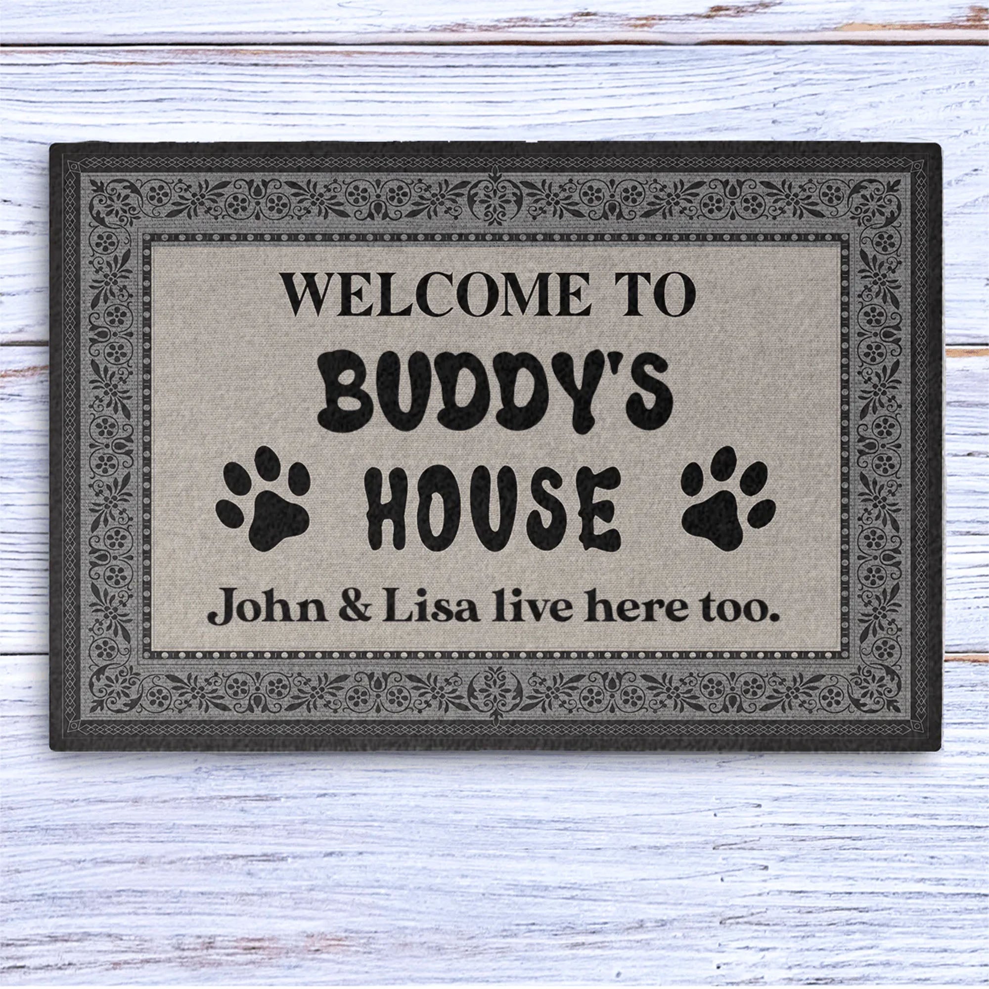 Welcome Dog House Personalized Doormat