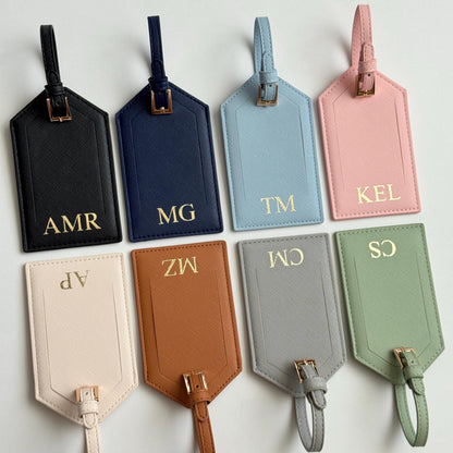 Personalized Saffiano PU Leather Luggage Tag, Custom Gift For Travelers 686343 WFD