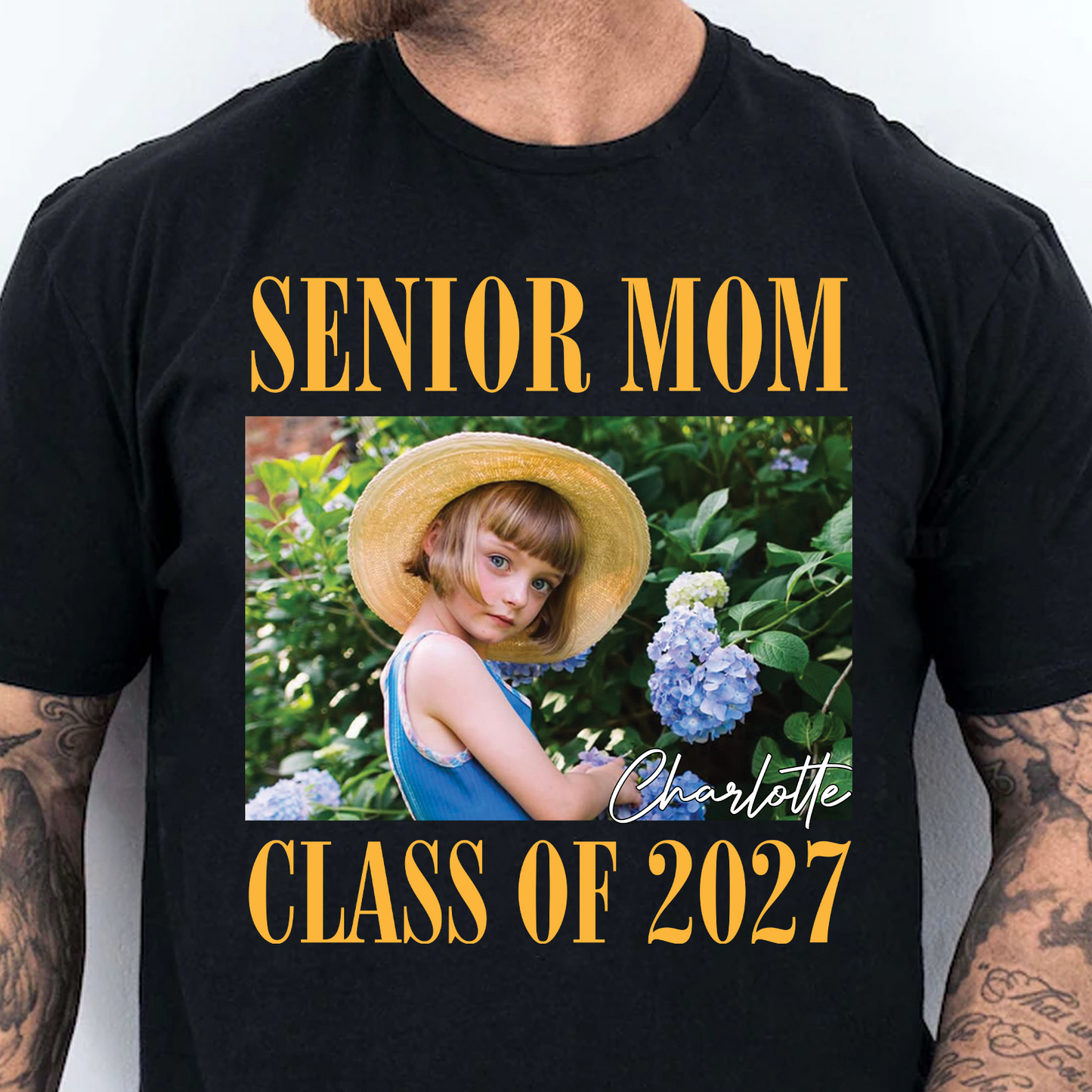 Custom Photo Senior Mom Dark Shirt, Class Of 2027 Tee, Personalized Graduation Gift 685635