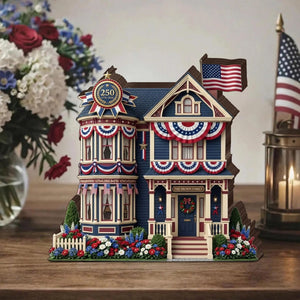 USA 250 Years Anniversary Wooden Block | Personalized Wood Block | Patriotic USA Flag Shelf Decoration 684971