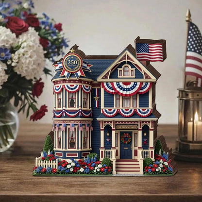 USA 250 Years Anniversary Wooden Block | Personalized Wood Block | Patriotic USA Flag Shelf Decoration 684971