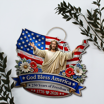 Personalized God Bless America Wooden Sign | USA 250 Years Anniversary Wall Decor 684497