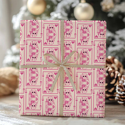 Retro Pink Queen Of Hearts Dolly Parton Wrapping Paper, Country Music Tribute Paper, Christmas Gift Wrap For Dolly Fan 686347