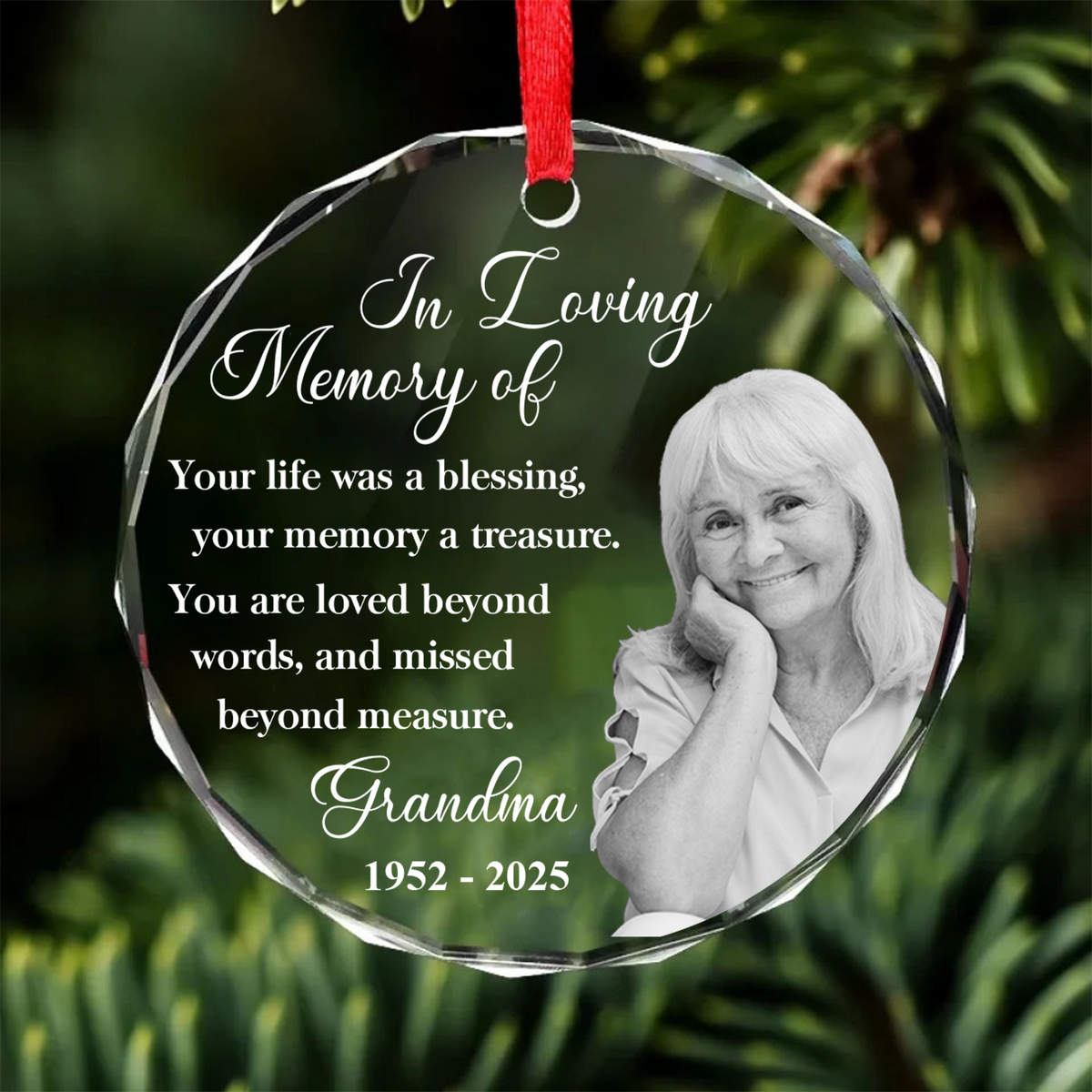 Custom Photo Memorial Glass Ornament, In Loving Memory Ornament, Memorial Christmas Gift For Family 686213