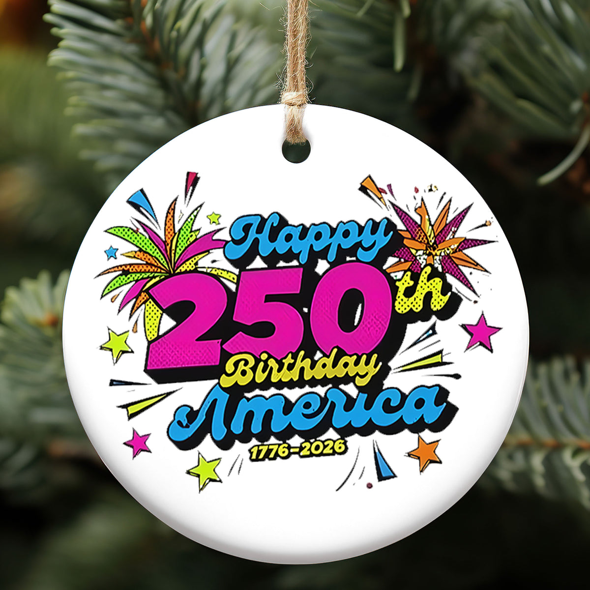 Happy 250 Years Birthday USA Ceramic Ornament | America Anniversary Ornament | Patriotic 4th of July Ceramic Ornament 682626