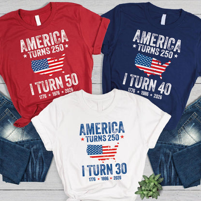 Custom America Turns 250 | USA 250th Anniversary Shirt | 4th Of July Shirts | Semiquincentennial Milestones 685203