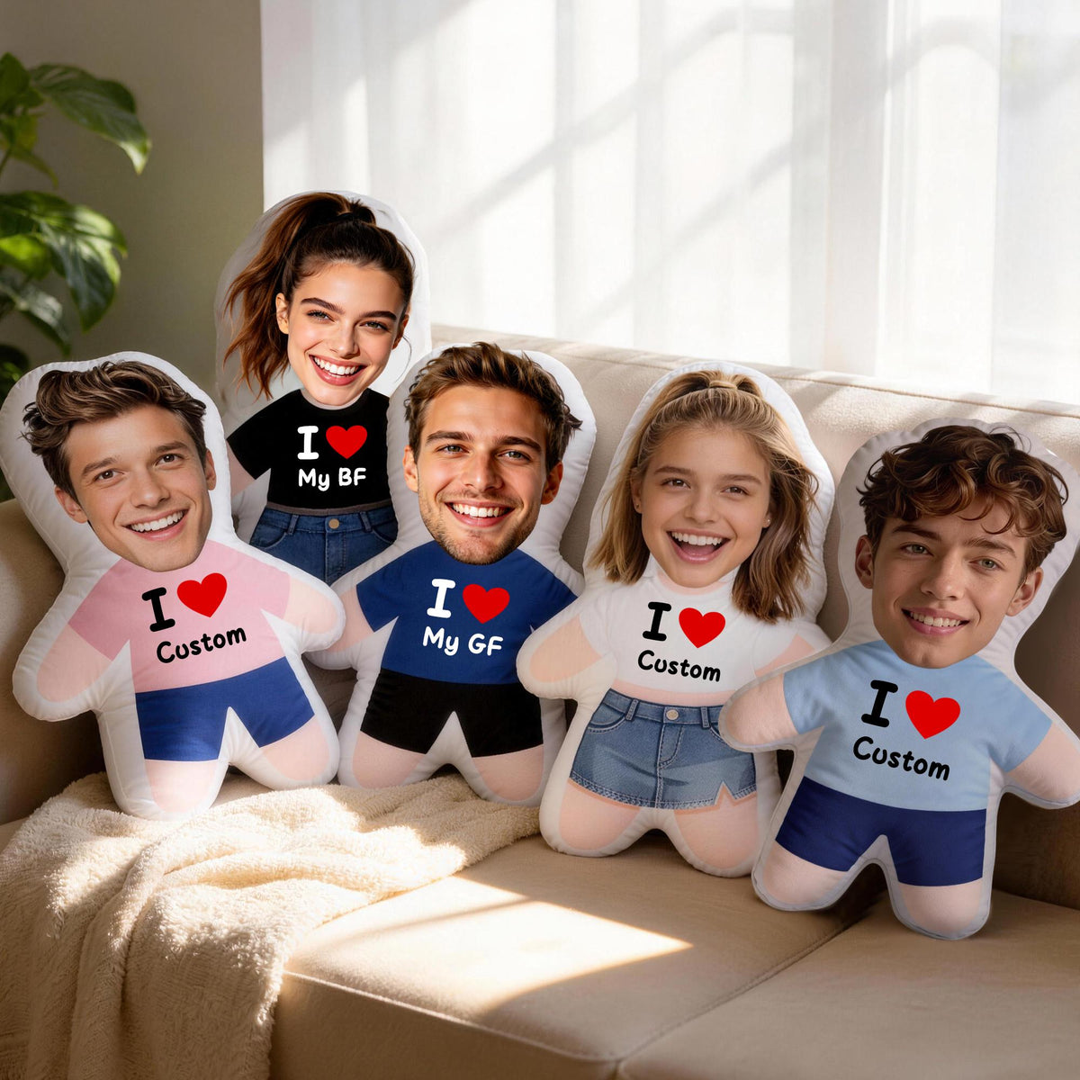 Custom Face Photo I Love Pillow, Personalized Funny Pillow, Romantic Gift For Couples 686734 WFD