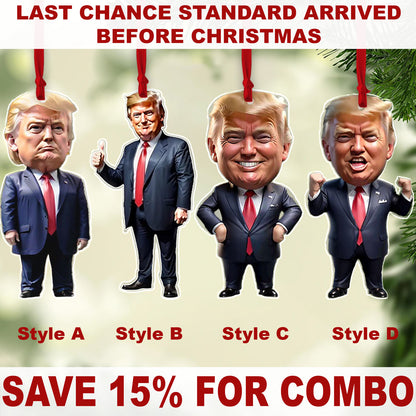 Trump-Inspired Acrylic Christmas & Halloween Decor - Sparkling Hanging Ornament for Car Interiors & Tree, Perfect Holiday Gift Idea - 681574