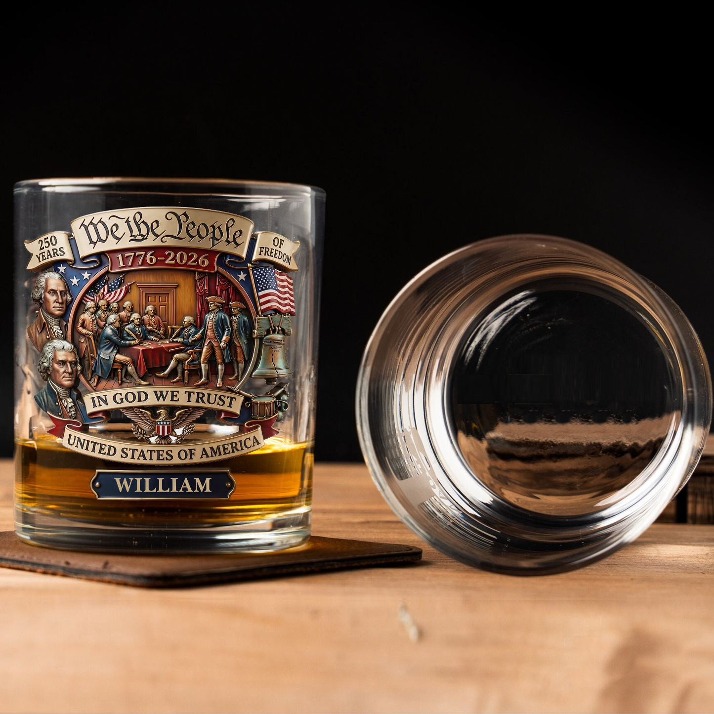 250 Years Anniversary We The People Whiskey Glass | 1776-2026 Semiquincentennial Patriotic Glass 684690