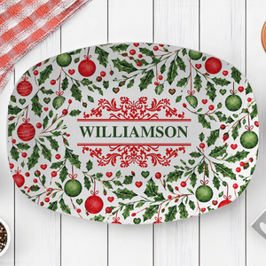 Personalized Christmas Serving Plate, Custom Name Holiday Plate Gift For Family 686639
