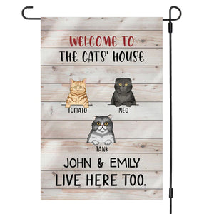 Welcome To The Cat's House Personalized Custom Cat Garden Flag