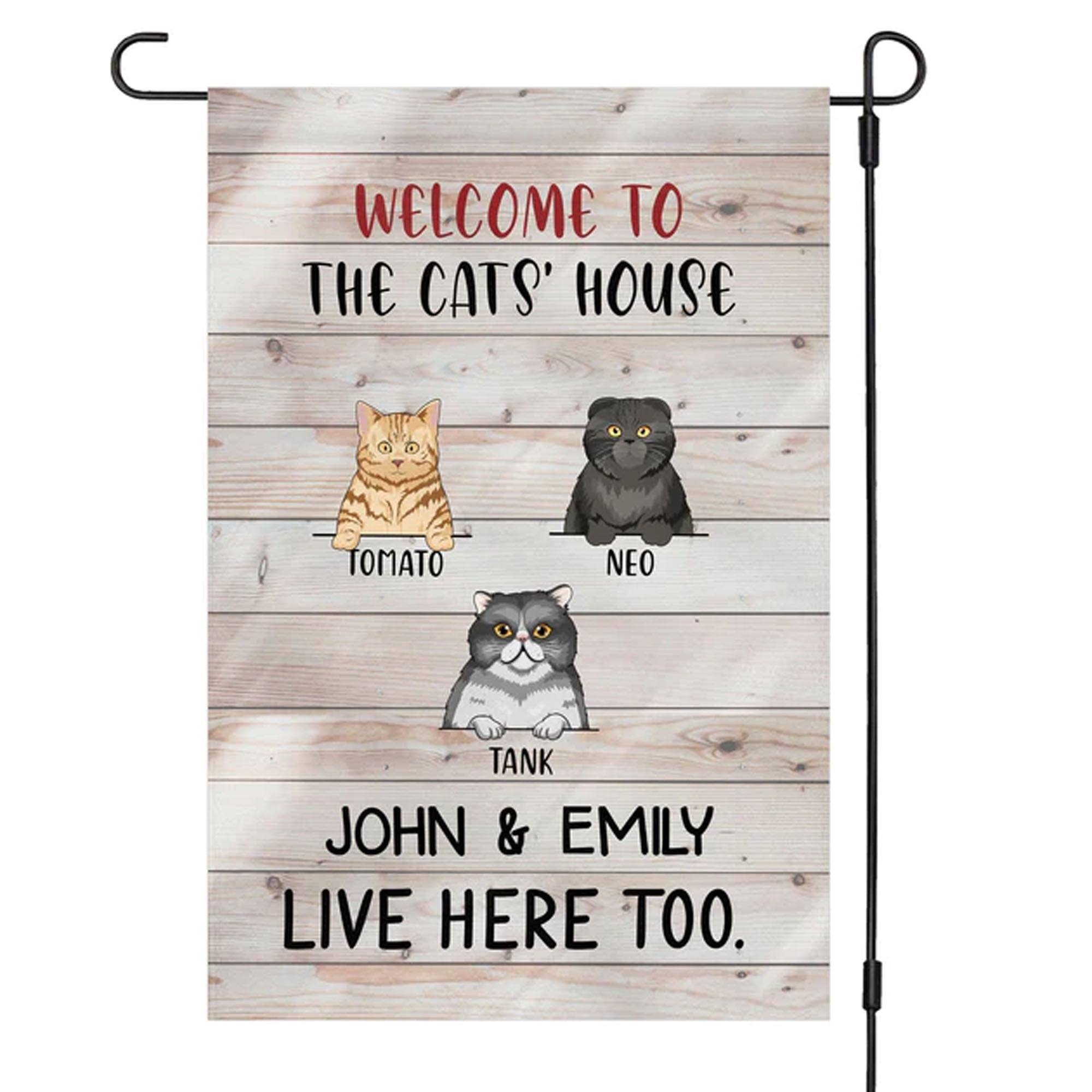 Welcome To The Cat's House Personalized Custom Cat Garden Flag