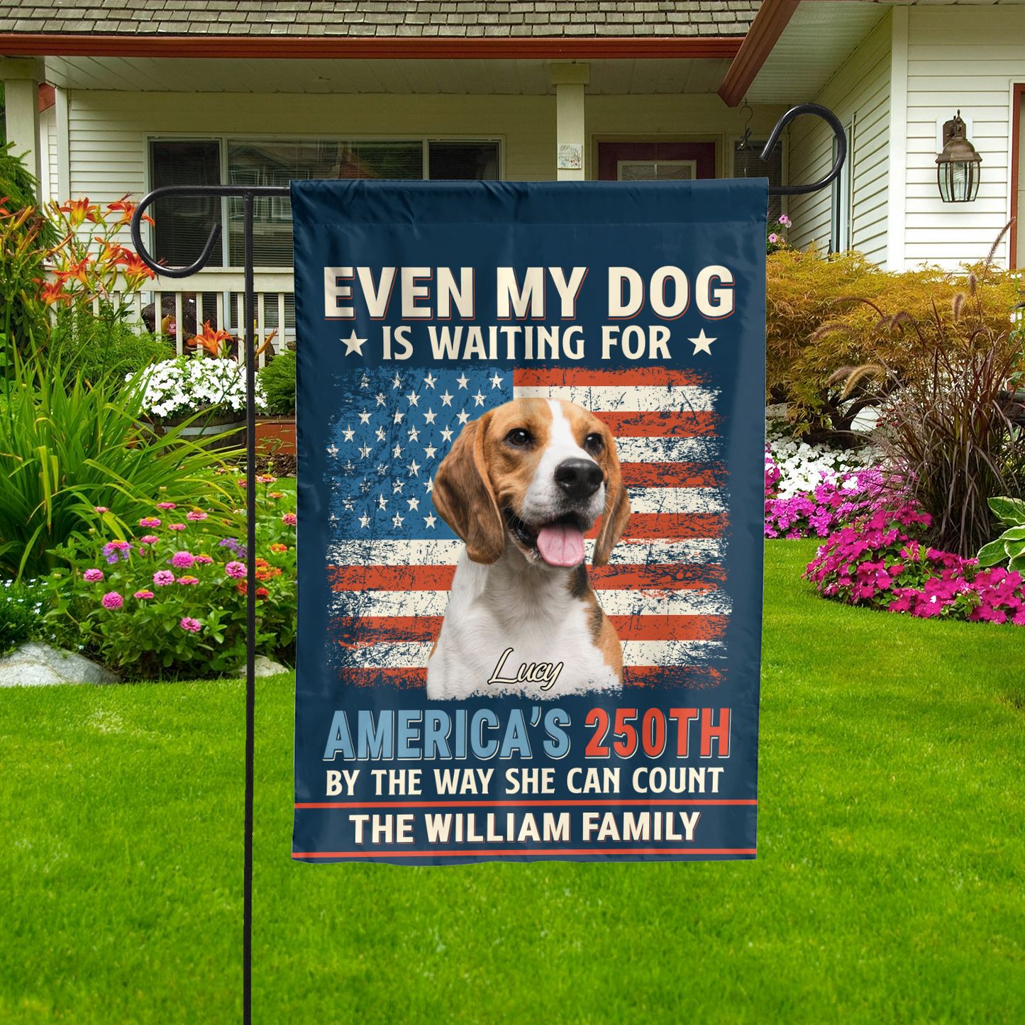 Personalized America 250th Anniversary Garden Flag | Custom Dog Cat Photo, Patriotic Garden Flag 684498