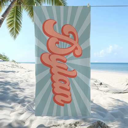 Personalized Retro Beach Towel, Custom Name Pool Towel, Bachelorette Party Favor, Summer Beach Gift 685578