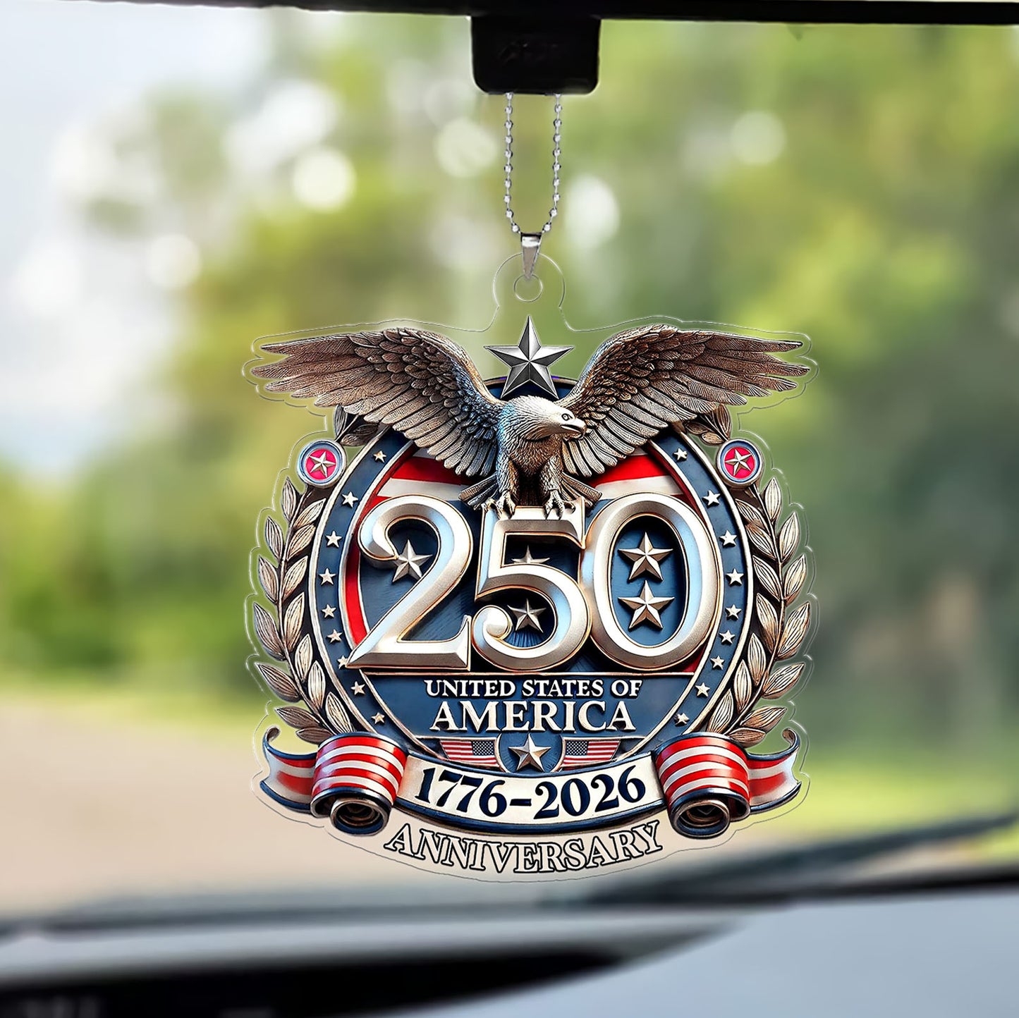 USA 250 Years Semiquincentennial Car Ornament | Patriotic 1776–2026 Ornament | 4th of July Car Ornament 684062
