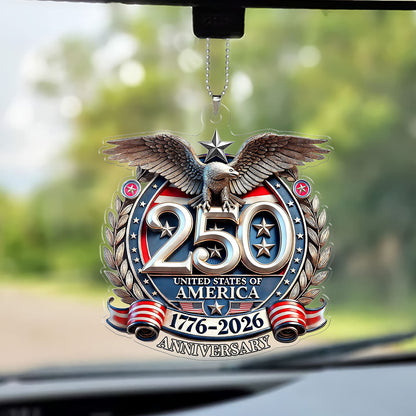 USA 250 Years Semiquincentennial Car Ornament | Patriotic 1776–2026 Ornament | 4th of July Car Ornament 684062