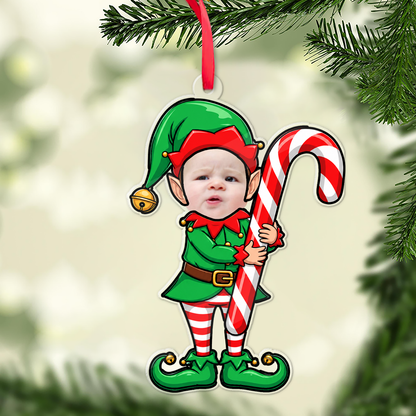 Custom Photo Baby Christmas Acrylic Ornament, Personalized Baby Elf Ornament, Gift For Family 686212