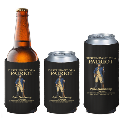 250 Years Of America Can Cooler | Personalized Descendant Of A Patriot Can Sleeve For Drinks 684550