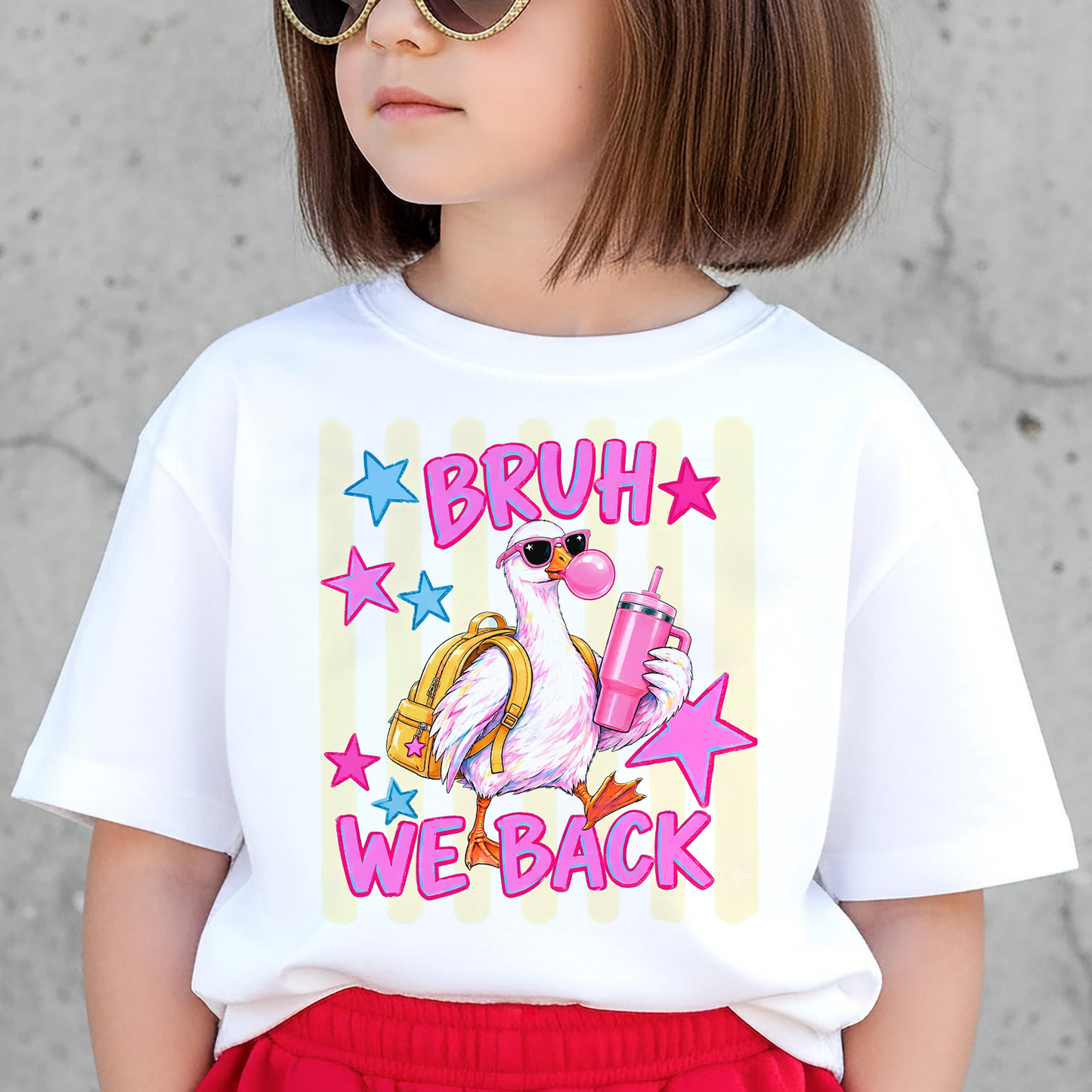 Bruh We Back Kids Shirt, Funny Goose With Backpack Tee, Back To School Shirt 685727