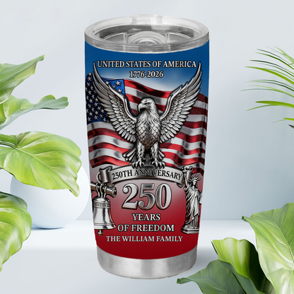 Personalized USA 250 Years Anniversary Curved Tumbler | Custom Name 4th Of July 20oz Tumbler 684619