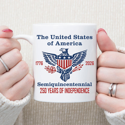 250 Years of Independence Mug | Happy 250th Birthday USA Mug | America 250th Anniversary White Mug Accent Mug 682595