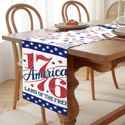 Land Of The Free 1776 Table Runner | Patriotic American Independence Day | 4th Of July Table Runner For Kitchen 682369