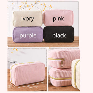 Embroidered Corduroy Makeup Bag | Personalized Embroidered Cosmetic Bag | Monogram Toiletry Makeup Bag 683745