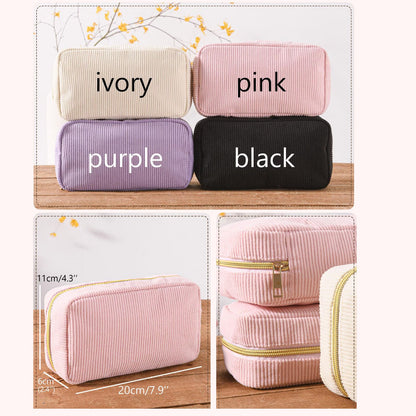 Embroidered Corduroy Makeup Bag | Personalized Embroidered Cosmetic Bag | Monogram Toiletry Makeup Bag 683745