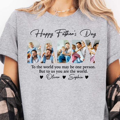 Custom Photo Happy Father's Day Bright Shirt, Personalized Family Tee, Gift For Dad 685084