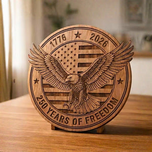 USA 250 Years Of Freedom Wood Plaque | Patriotic 1776–2026 Semiquincentennial 2 Layers Wooden Plaque 684627